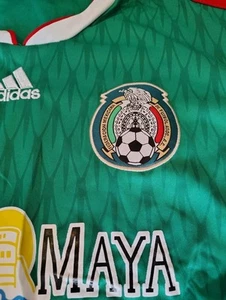 Maglia Messico Calcio "Riviera Maya" Adidas Uomo Bandiera Messicana Verde Rara 90 Vintage - Foto 1 di 7