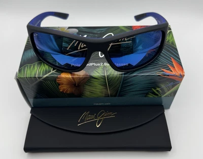 Maui Jim Maukele B682-02A Matte Black / Blue Frame /  Blue Hawaii Lens - Image 1 of 4