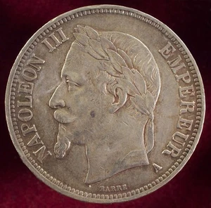 France Silver 5 Francs 1869 A - Napoleon III (M3006) - Picture 1 of 2