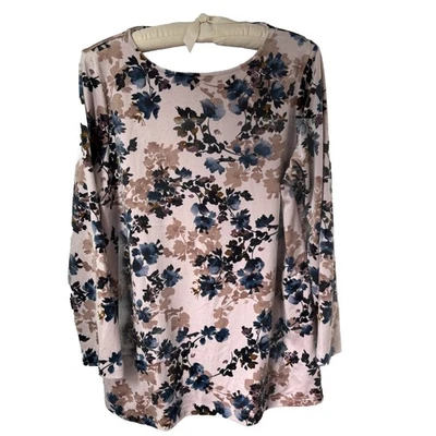 Top túnica de terciopelo J. Jill para mujer talla MED bolsillos florales pulóver PureJill rosa Foto 1 de 4