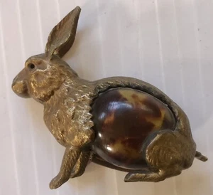 Antique Victorian Sewing Figural Bunny Rabbit Tortoiseshell & Brass Tape Measure - Picture 1 of 5