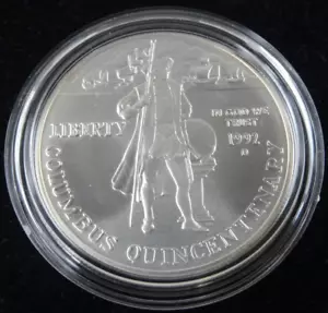 1992-D Columbus Quincentenary Commemorative Unc Silver Dollar w/ Capsule - Picture 1 of 2