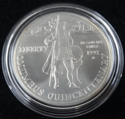 1992-D Columbus Quincentenary Commemorative Unc Silver Dollar w/ Capsule - Image 1 of 2