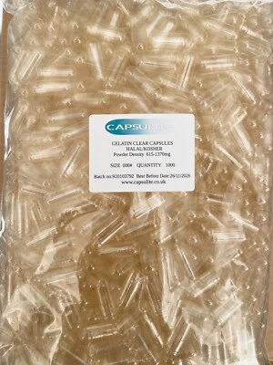 Empty Clear capsule Gelatine  000# largest capsule size 1000 pack Special offer - Image 1 of 3