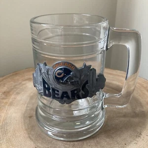 NFL Chicago Bears Football Glaskrug mit Griff erhabenes Zinn Emblem Vintage - Bild 1 von 5