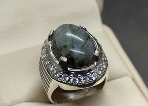 Natürlicher 17 Karat Labradorit Sterlingsilber 925 handgefertigter eleganter Damenring - Bild 1 von 12