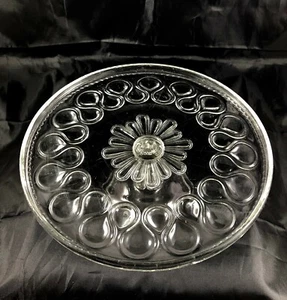 Antique EAPG Pattern Glass Clear Pedestal Cake Stand Ribbon Loops w/Rim - Picture 1 of 5