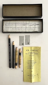 KORN'S LITHOGRAPHIC CRAYONS 4, 5 & Stone Lithography 2 Metal Registration Tabs - Picture 1 of 12