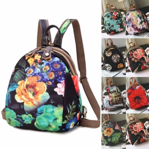 Convertible Floral Nylon Small Backpack Rucksack Sling Bag Chest Pack Purse - Picture 1 of 16