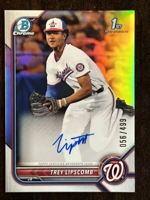 TREY LIPSCOMB 2022 Bowman Draft 1st Chrome Refractor Auto 056/499 Nationals - Image 1 of 2