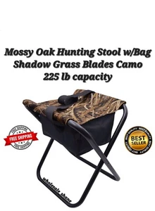 Mossy Oak Folding Hunting Stool with Bag Shadow Grass Blades Camo Max 225lb Cap. - Picture 1 of 5