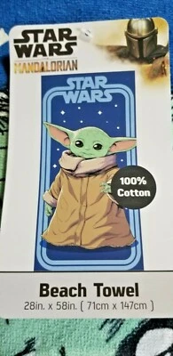 Toalla de Playa Star Wars Mandalorian Baby Yoda 28" X 58" 100% Algodón NUEVA Foto 1 de 3