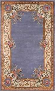 Banded Wool Rug Aubusson Design Hand Tufted Rug Carpet For Home Area Living Room - Picture 1 of 5