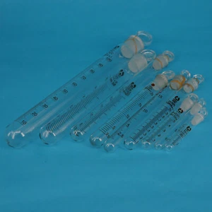 Tubo de ensayo de vidrio transparente de laboratorio graduado de 1-100 ml parte inferior redonda con tapón cristalería - Imagen 1 de 21