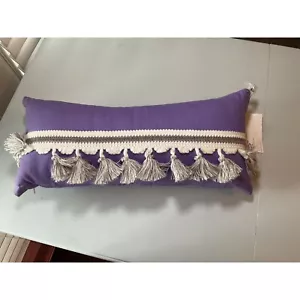 LeighDeux Holster Pillow Tassel Lumbar Accent Throw Pillow Purple New - Picture 1 of 6