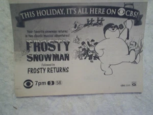 2001 FROSTY THE SNOWMAN TV AD PRINT,Frosty Returns,Karen, professor hinkle,santa - Picture 1 of 2