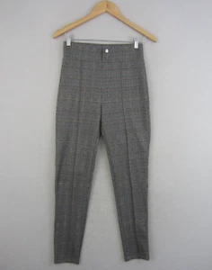 Dotti Pants Womens 10 Brown Black Tartan Checked Tapered Trousers Stretch Work - Picture 1 of 16