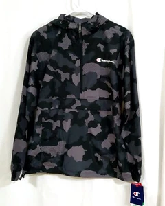 New w/ Tags Men's Champion 1/2 Zip Hooded Camo Windbreaker Jacket - Sz S - Picture 1 of 6