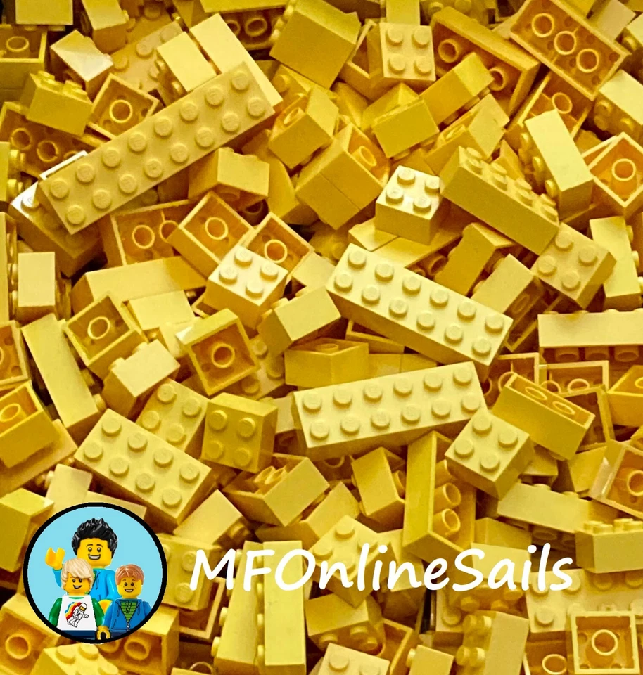 100 Yellow LEGO Basic Bricks 2x2 2x3 2x4 - Random Basic Bulk Lot Big - Image 1 of 4