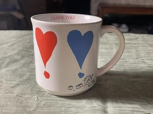 Vtg Sandra Boynton Cat Painting I Love You Hearts Coffee Tea Mug Cup Ceramic - Picture 1 of 12