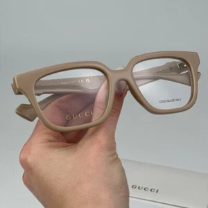 Gucci Women Eyeglasses Nude Demo Square GG1536O 007 BRAND NEW - Picture 1 of 12