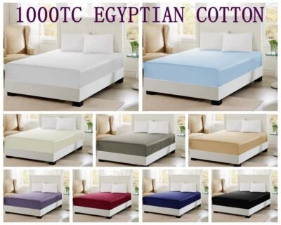 Sábana Ajustable Mejor Calidad X-Deep 30" Algodón Egipcio 1000TC Todo Color EE. UU.-Todas las Tallas Foto 1 de 4