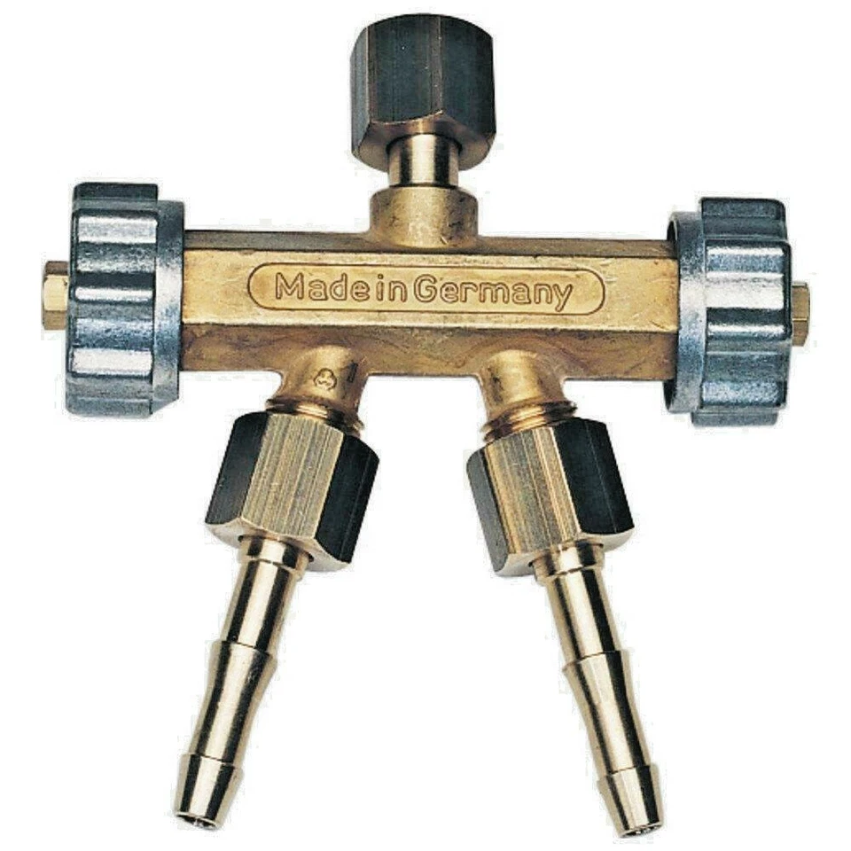 Doppelabzweigventil Schutzgas Argon G1/4 rechts Gasflasche