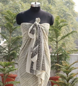 Cotton Sarong Block Print Sarong Pareo| Cotton Boho Scarf Neck Head Wrap Gift. - Picture 1 of 10