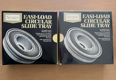 2 Vintage SEARS Easi-Load Circular Slide Trays No. 39985 • 100 2x2 Slides • NOS - Image 1 of 4