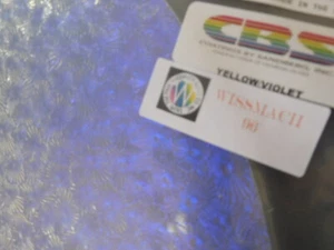 Dichroic Glass:CBS 96 COE Yello/Violet on Florentine Textured Clear - 3"Sq - Picture 1 of 1