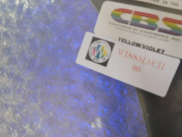 Dichroic Glass:CBS 96 COE Yello/Violet on Florentine Textured Clear - 3"Sq - Image 1 of 1