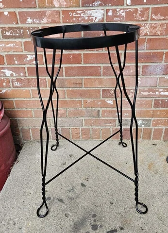 Vintage Wrought Iron Ice Cream Parlor Table BASE ONLY Black Cover