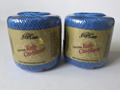 JP Coats Knit-Cro-Sheen  Crochet Thread #10 True Blue 150 Yards, 2 Spoils Cotton - Image 1 of 4