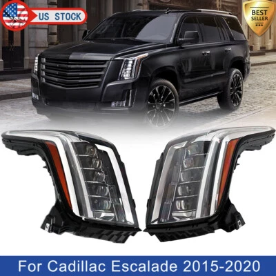 For 2015-2020 Cadillac Escalade Left Right Black Housing Headlamp Headlight LED - Изображение 1 из 4