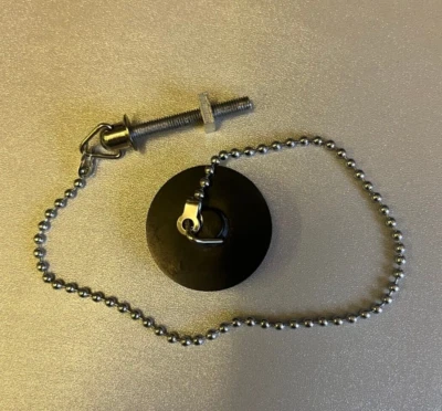 CASCADE BATHROOM BASIN PLUG BLACK 1 1/4 INCH / 11 INCH BALL LINK CHAIN + STAY BOLT PK6