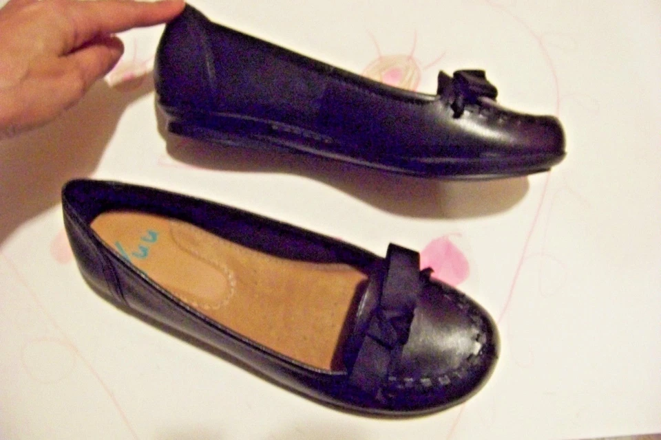 женские yuu raven черная кожа прошитая лента бант лоферы туфли на плоской подошве размер 6 - Изображение 1 из 1