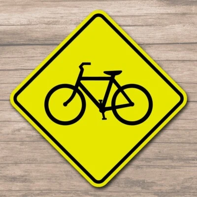 Placa de señal de carretera de precaución de aluminio amarillo diamante de 8" para cruce de bicicleta Foto 1 de 4