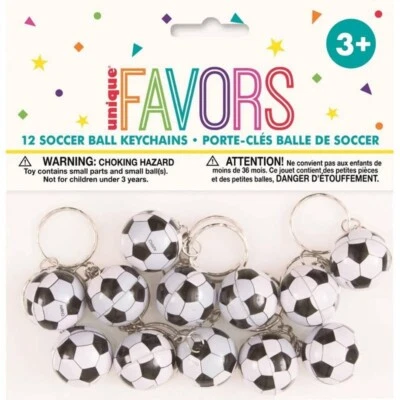 12 Soccer Ball Keyrings Kids Birthday Supplies Party Bag Fillers Favours Loot - image 1 of 2