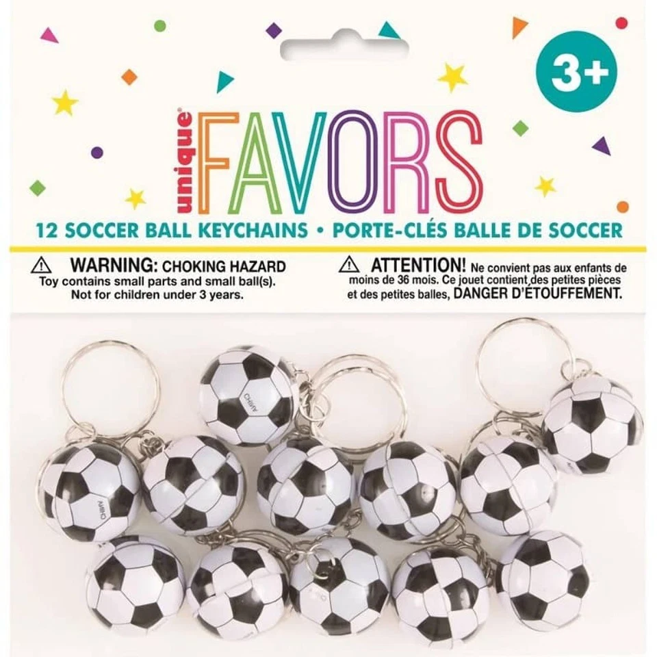 Soccer Ball Keyrings 12pk Favours Loot Kids Birthday Supplies Party Bag Fillers