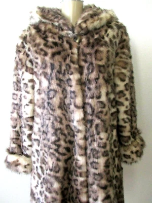 Abrigo Pamela Mccoy Leopardo Imitación Piel Con Capucha Manga Larga Talla L Marrón Multi Foto 1 de 4