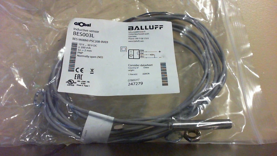 BALLUFF BES003L BES M08MI-PSC20B-BV03 SN:2.0mm 1Pcs Inductive Sensor - Image 1 of 1