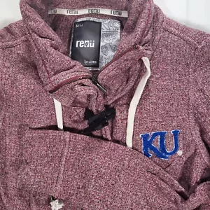 Kansas Jayhawks Women's Medium Bruzer Renu Red Full Zip Toggle Button Jacket - Picture 1 of 9