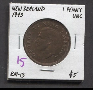 1943-New Zealand-1 Penny- UNC - Picture 1 of 2