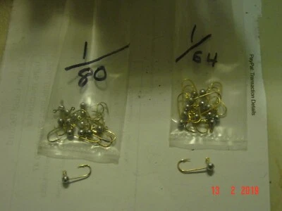 12 pack 1/80,1/64,1/32,1/16,1/8,1/4 oz jig heads no collar 575 Eagle Claw hooks - Image 1 of 4