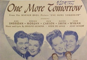 One More Tomorrow Sheet Music Ann Sheridan Movie Vintage 1945 - Picture 1 of 1