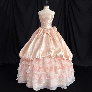 Trägerloses Ballkleid Rosa Quinceanera Kleider Lagenlook Reißverschluss Rücken Bodenlang - Bild 1 von 10
