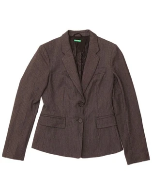 Chaqueta Blazer Benetton Mujer 2 Botones IT 42 Gris Medio Espiga DI05 Foto 1 de 3
