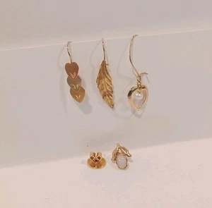 Konvolut einzelne 14k Gold JCM Ohrringe 1 Rückenopal Perle 1 Tri Color Gold - Bild 1 von 14