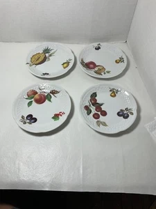 4 PHILIPPE DESHOULIERES LIMOGES FRUIT CANAPE PLATE SET - 5 3/4" - Made in France - Picture 1 of 8