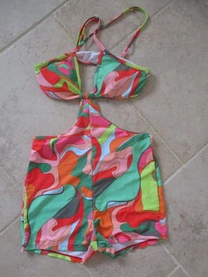 New Colourful Cut Out Swimsuit swimming Costume size Med  - 10 - 12 - Image 1 of 3